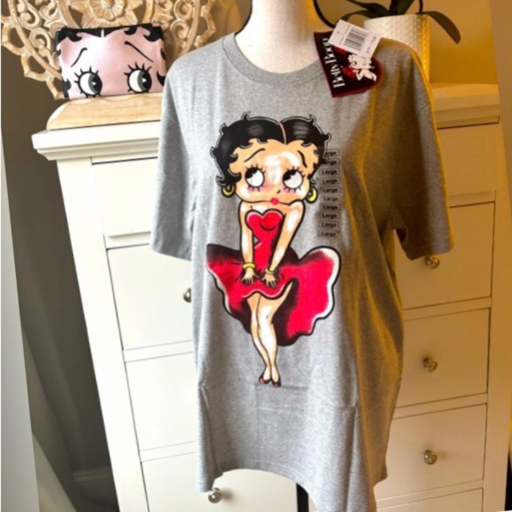 Gray Betty Boop T-Shirt | Grey | Short Sleeve Tee | Large | NWT